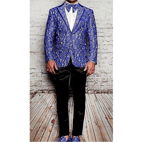 Men Insomnia Manzini Blazer Stage Performer Singer Prom MZN137 Royal Blue Lace - J.Valintin Men's Wear Legend - 6717