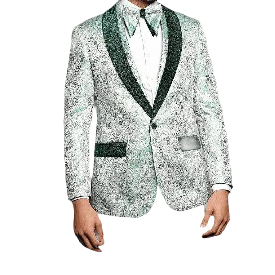 Men Insomnia Manzini Blazer Stage Performer Singer Prom MZS300 Green Floral New - J.Valintin Men's Wear Legend - 6759