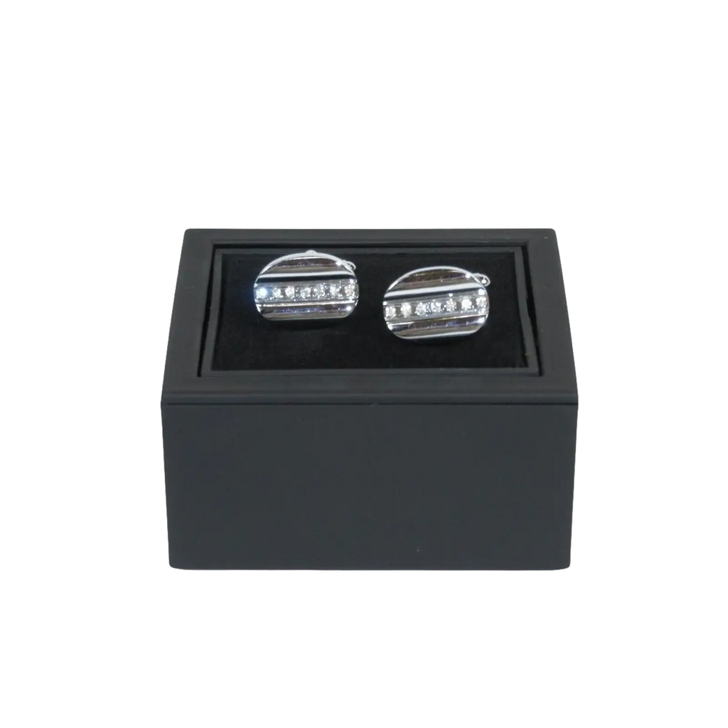 Men J.Valintin Cufflinks by Vitorofolo for French Cuff Shirt V35 - 1 Silver stones - J.Valintin Men's Wear Legend - 98400