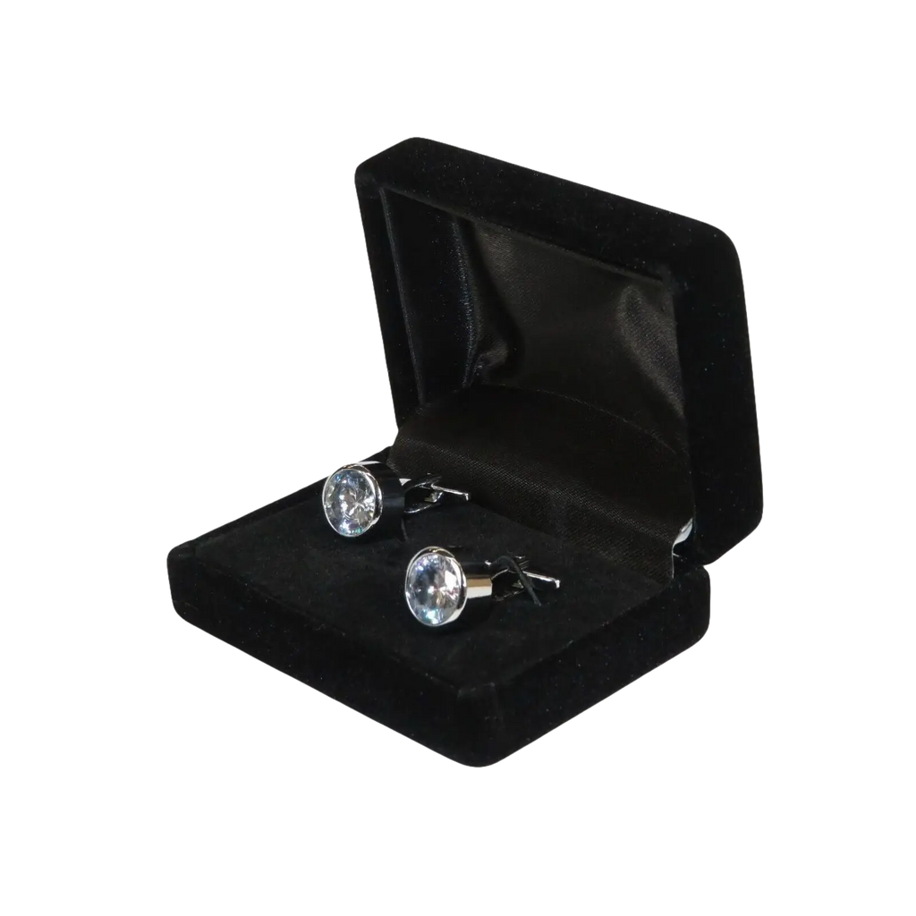 Men J.Valintin Cufflinks by Vitorofolo for French Cuff Shirt V35 - 10 Silver Stone - J.Valintin Men's Wear Legend - 98409