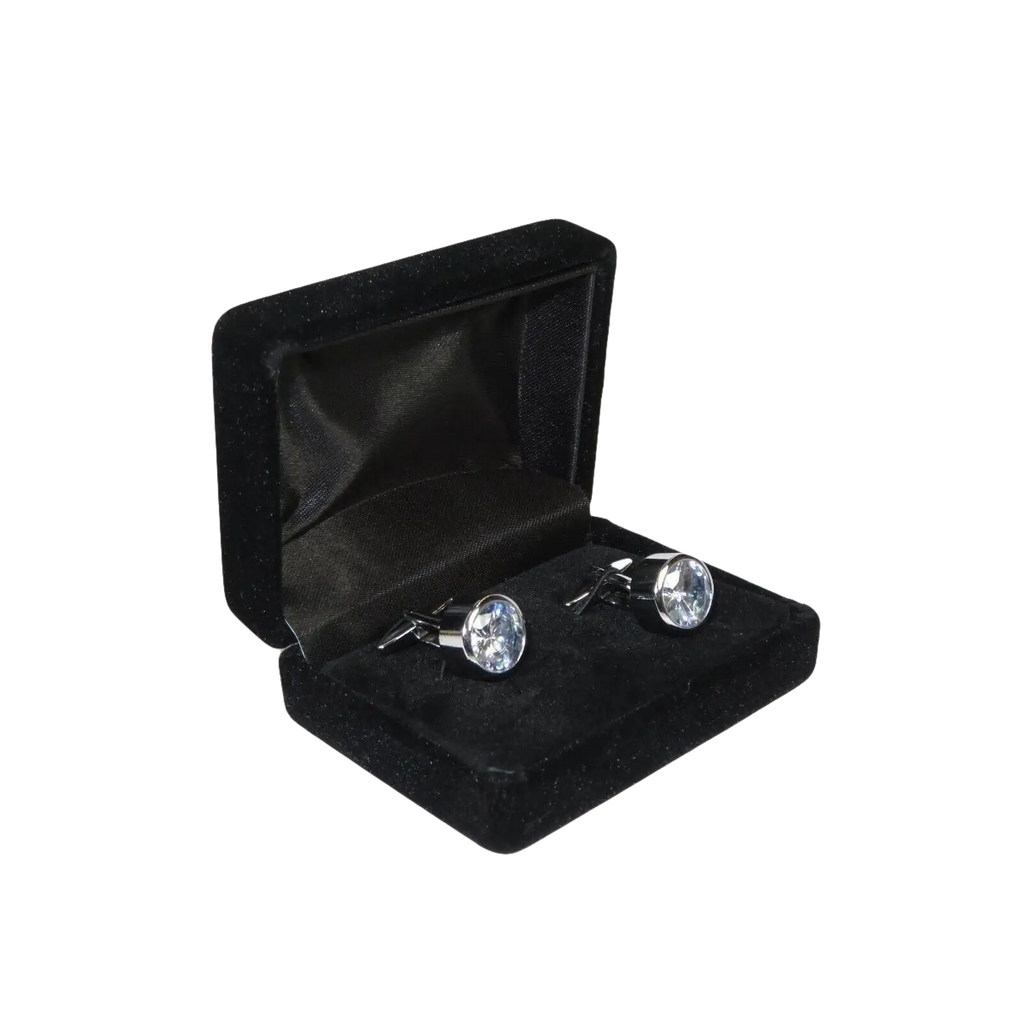 Men J.Valintin Cufflinks by Vitorofolo for French Cuff Shirt V35 - 10 Silver Stone - J.Valintin Men's Wear Legend - 98409