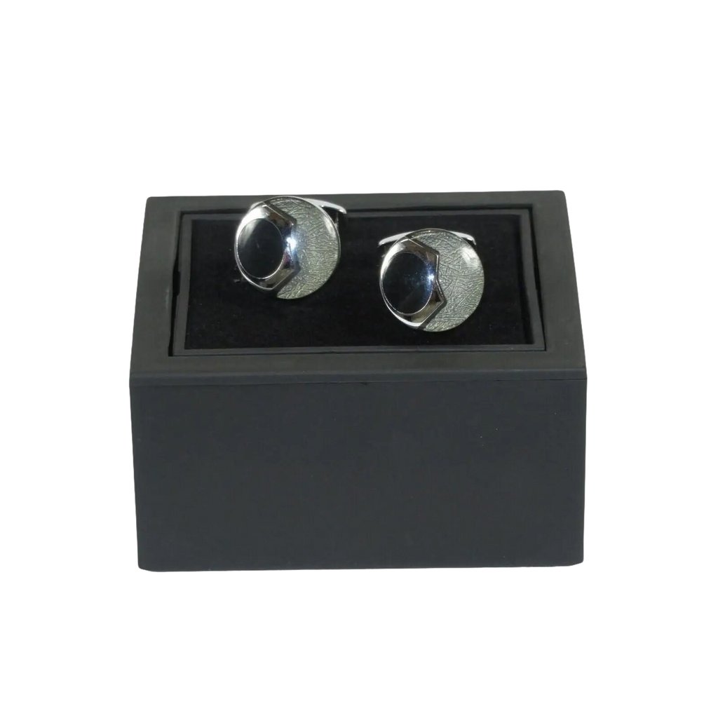 Men J.Valintin Cufflinks by Vitorofolo for French Cuff Shirt V35 - 2 Silver stones - J.Valintin Men's Wear Legend - 98401