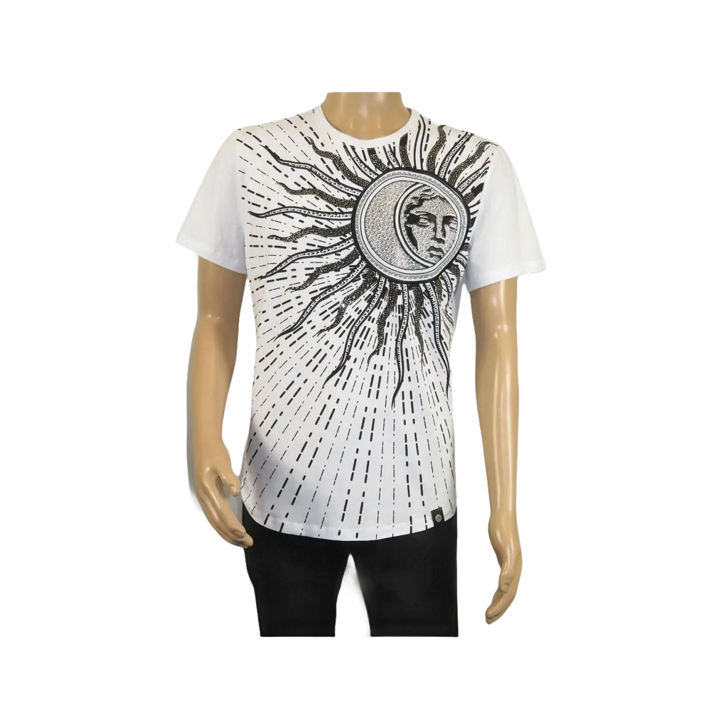 Men LAVERITA European Fashion Crew Shirt Medusa Medallion 94462 White - J.Valintin Men's Wear Legend - 99987