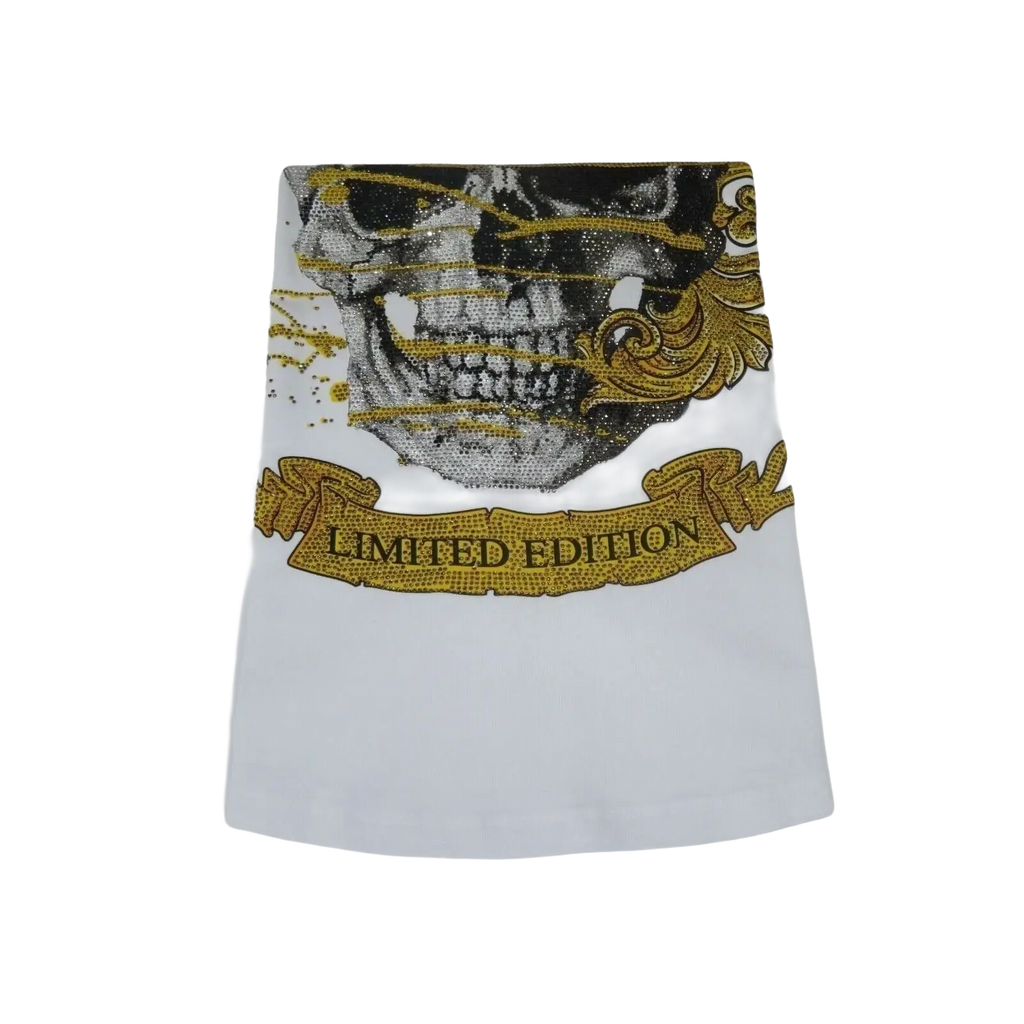 Men LAVERITA European Fashion Crew Shirt Rhine Stones Skeletons 93356 White - J.Valintin Men's Wear Legend - 99927
