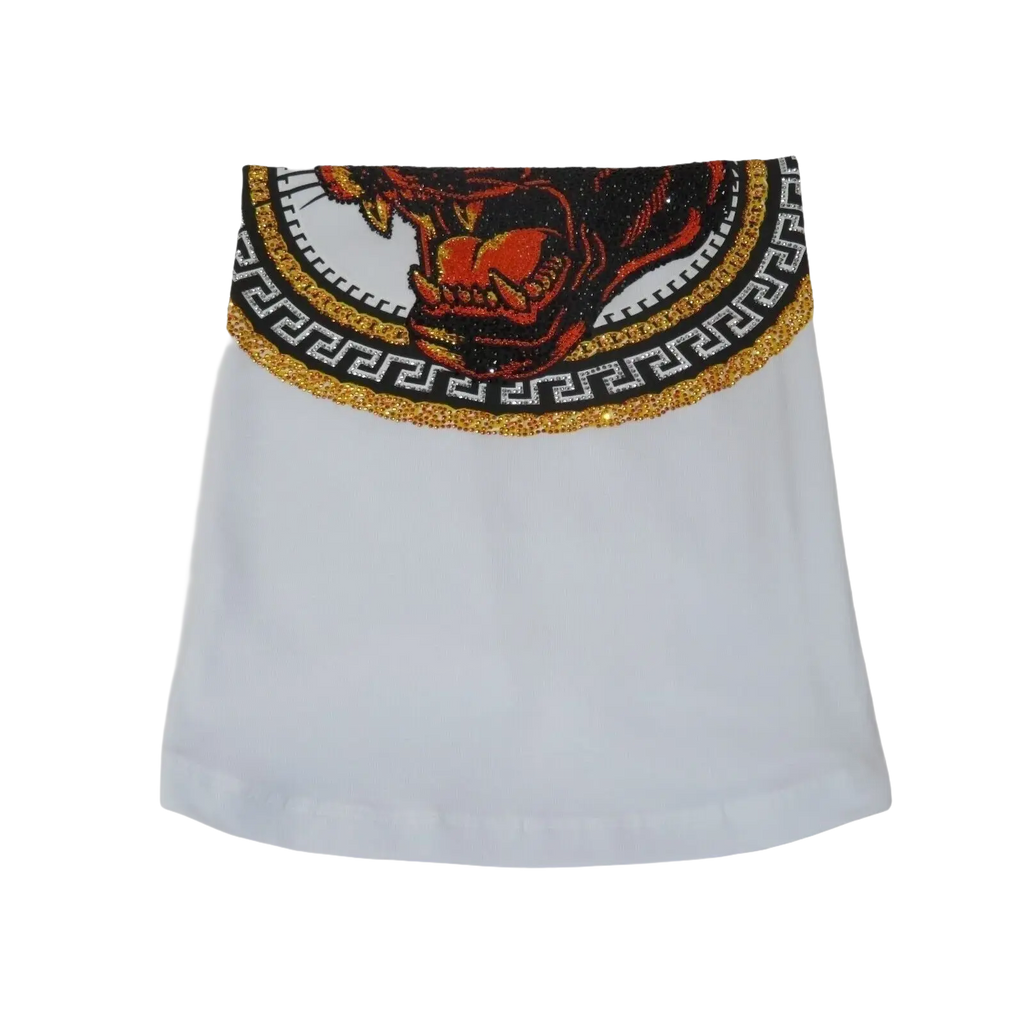 Men LAVERITA European Fashion Crew Shirt Short Sleeve Lion Medallion 94453 White - J.Valintin Men's Wear Legend - 99921