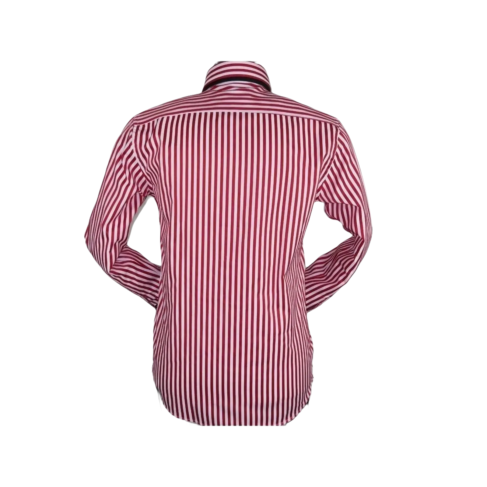 Men Makrom Shirt Cotton Blend wrinkle less Double collar Stripe 6493 red white - J.Valintin Men's Wear Legend - 74193