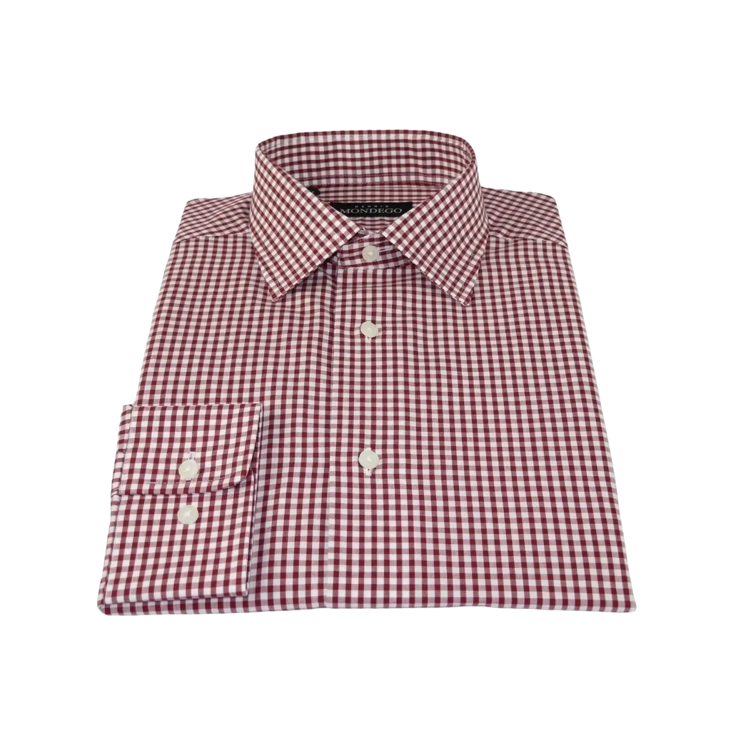 Men Mondego 100% Cotton Dress Sport Classic Business shirt A9100 Red checker box - J.Valintin Men's Wear Legend - 4408