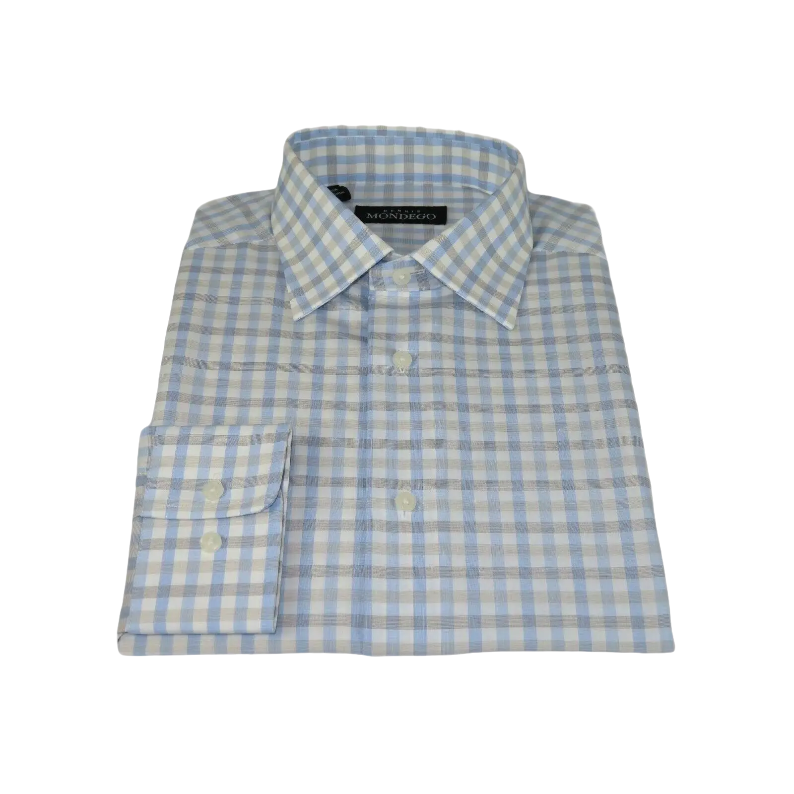Men Mondego 100% Cotton Dress Sport Classic Business shirt sn100 blue checker - J.Valintin Men's Wear Legend - 4392