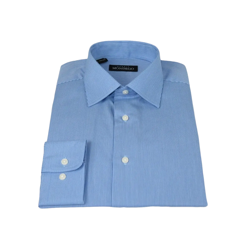 Men Mondego 100% Cotton Dress Sport shirt Regular Modern fit sn6100 Blue Stripe - J.Valintin Men's Wear Legend - 4459