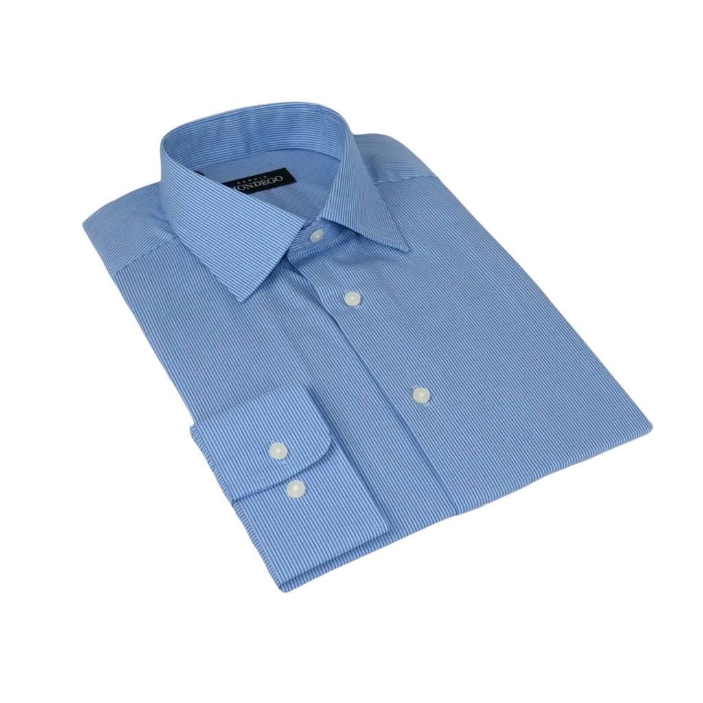 Men Mondego 100% Cotton Dress Sport shirt Regular Modern fit sn6100 Blue Stripe - J.Valintin Men's Wear Legend - 4459