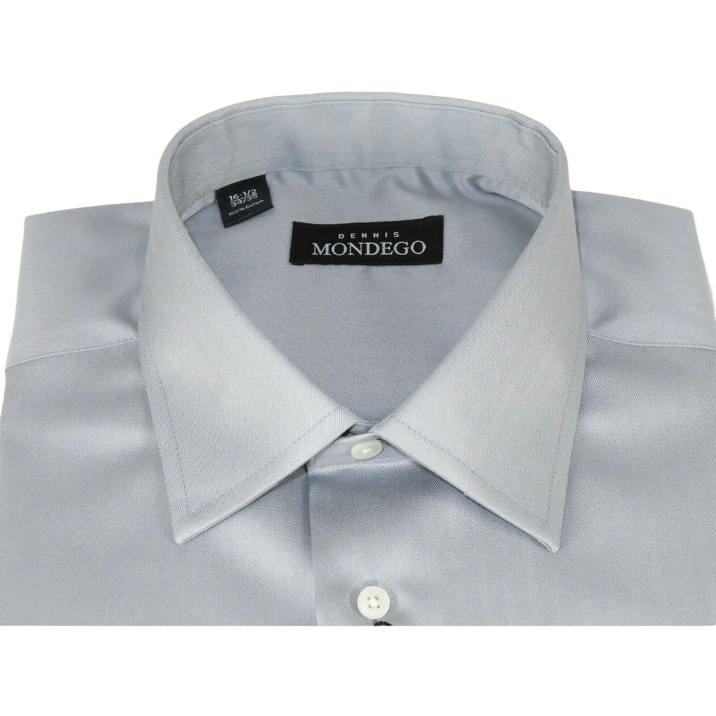 Men Mondego 100% Soft Cotton Dress Business Classic shirt A1300 Gray Herringbone - J.Valintin Men's Wear Legend - 4204