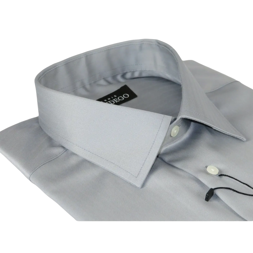 Men Mondego 100% Soft Cotton Dress Business Classic shirt A1300 Gray Herringbone - J.Valintin Men's Wear Legend - 4204