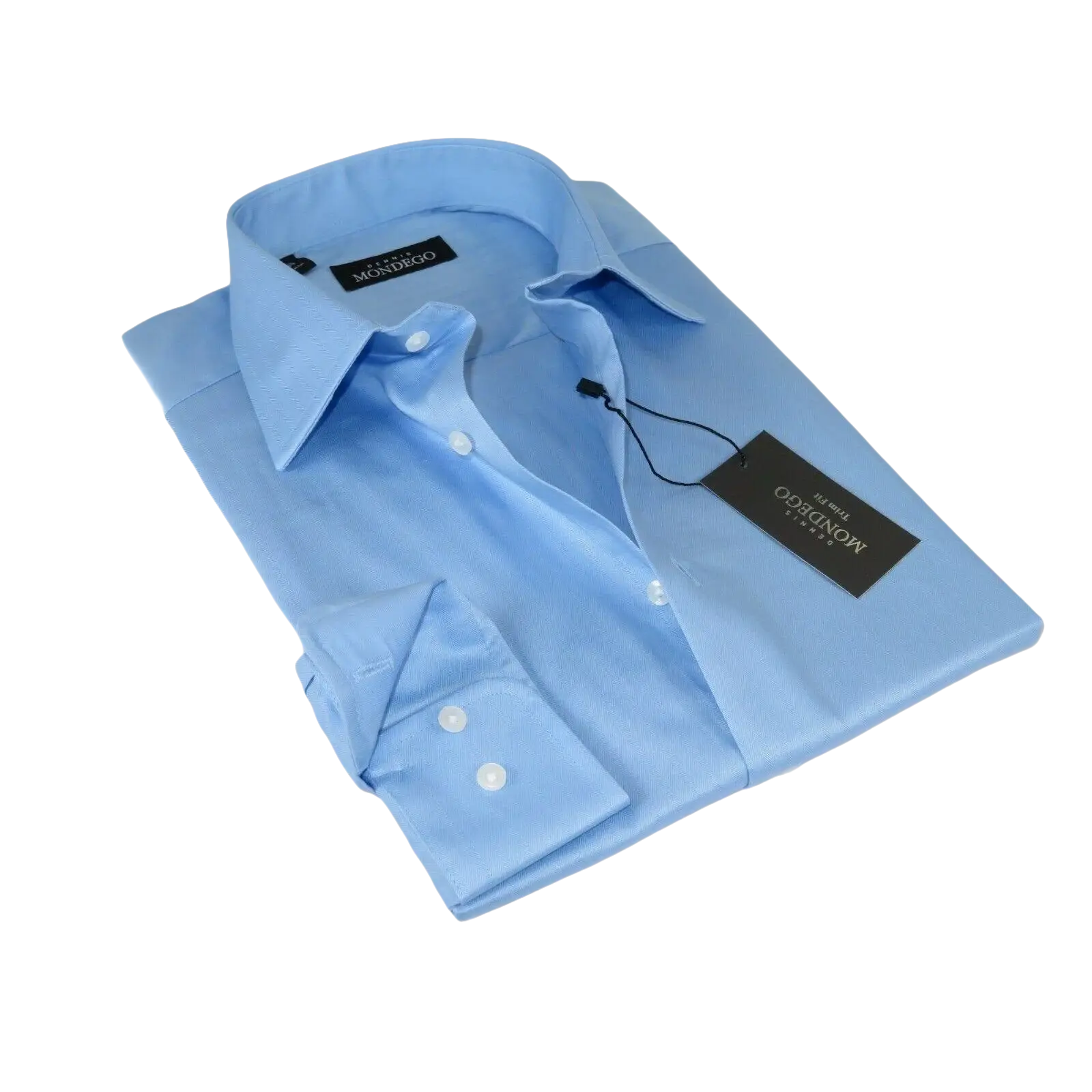Men Mondego 100% Soft Cotton Dress Business Classic shirt B500 Blue Herringbone - J.Valintin Men's Wear Legend - 4154
