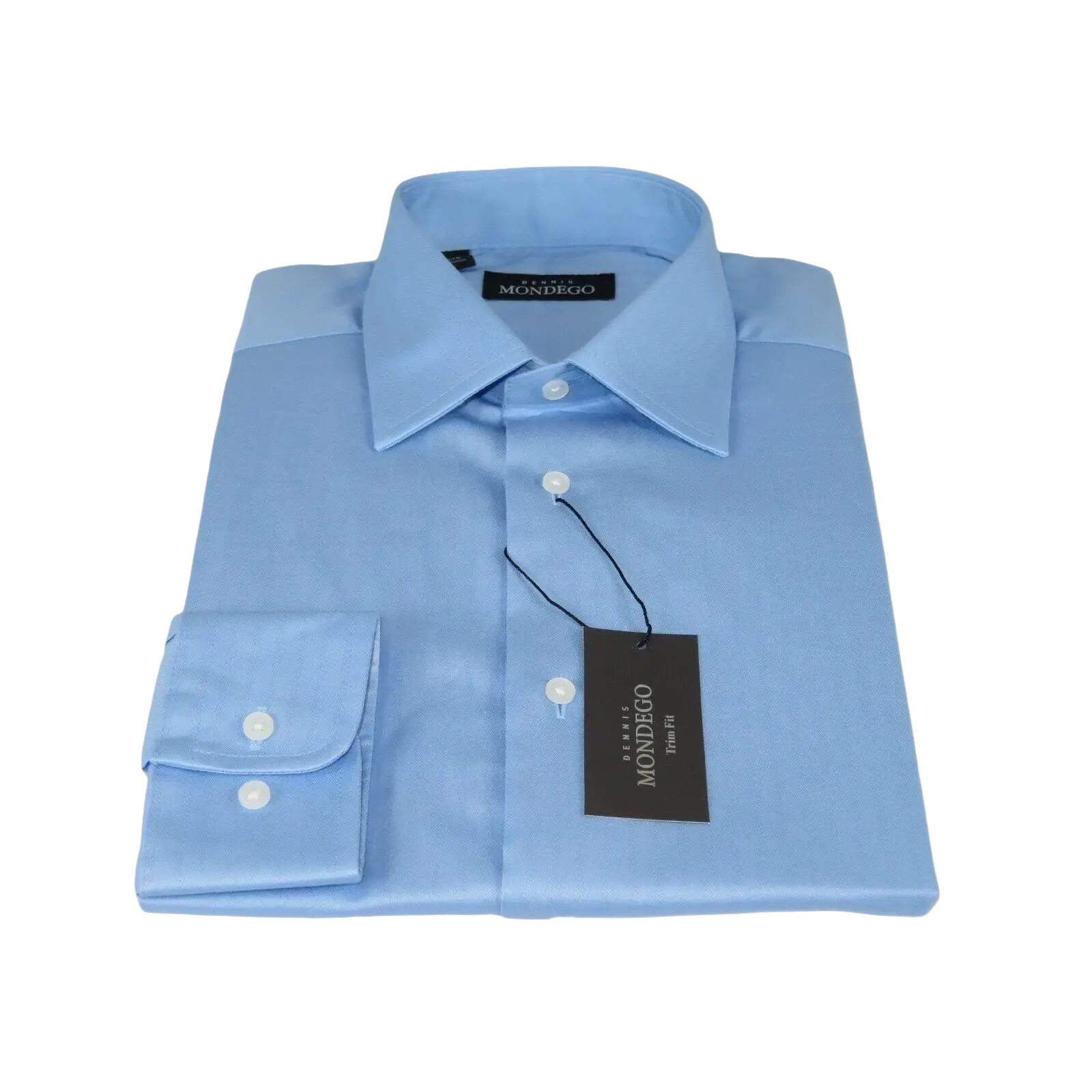 Men Mondego 100% Soft Cotton Dress Business Classic shirt B500 Blue Herringbone - J.Valintin Men's Wear Legend - 4154