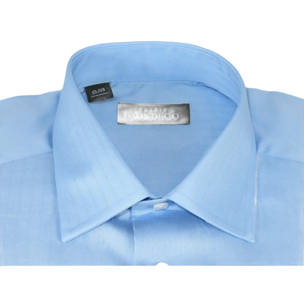 Men Mondego 100% Soft Cotton Dress Business Classic shirt B500 Blue Herringbone - J.Valintin Men's Wear Legend - 4154