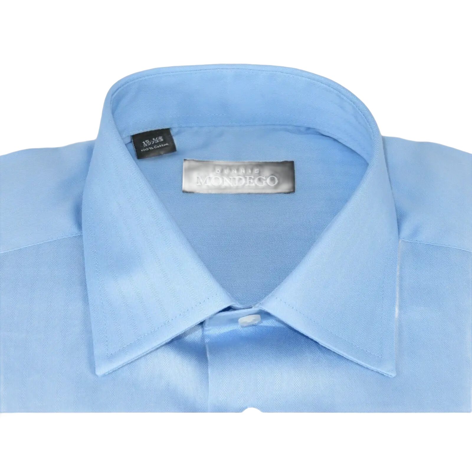 Men Mondego 100% Soft Cotton Dress Business Classic shirt B500 Blue Herringbone - J.Valintin Men's Wear Legend - 4154
