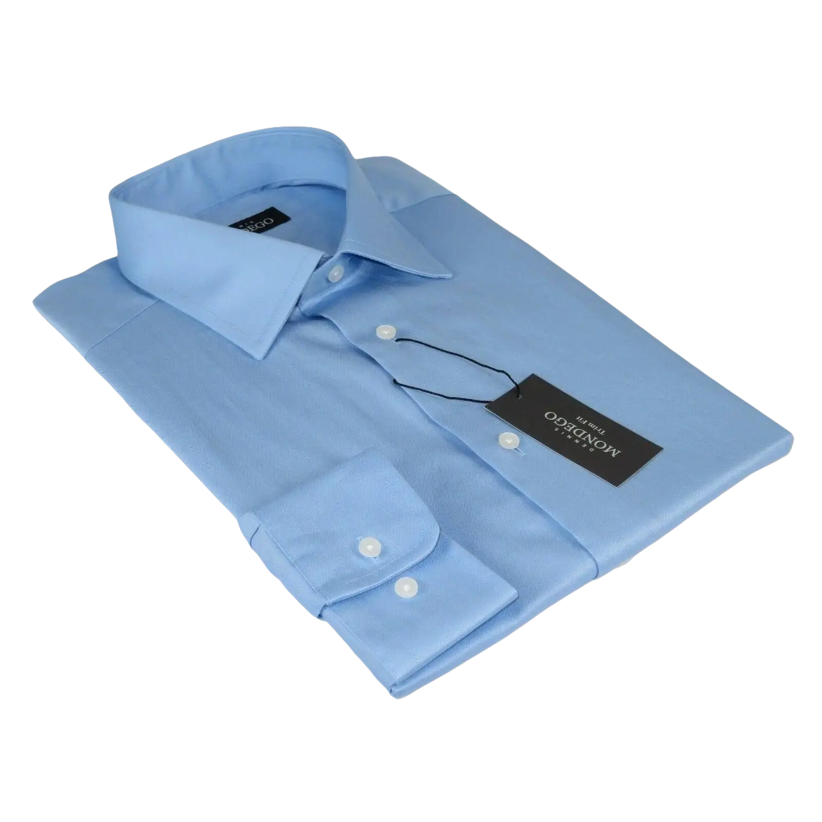 Men Mondego 100% Soft Cotton Dress Business Classic shirt B500 Blue Herringbone - J.Valintin Men's Wear Legend - 4154