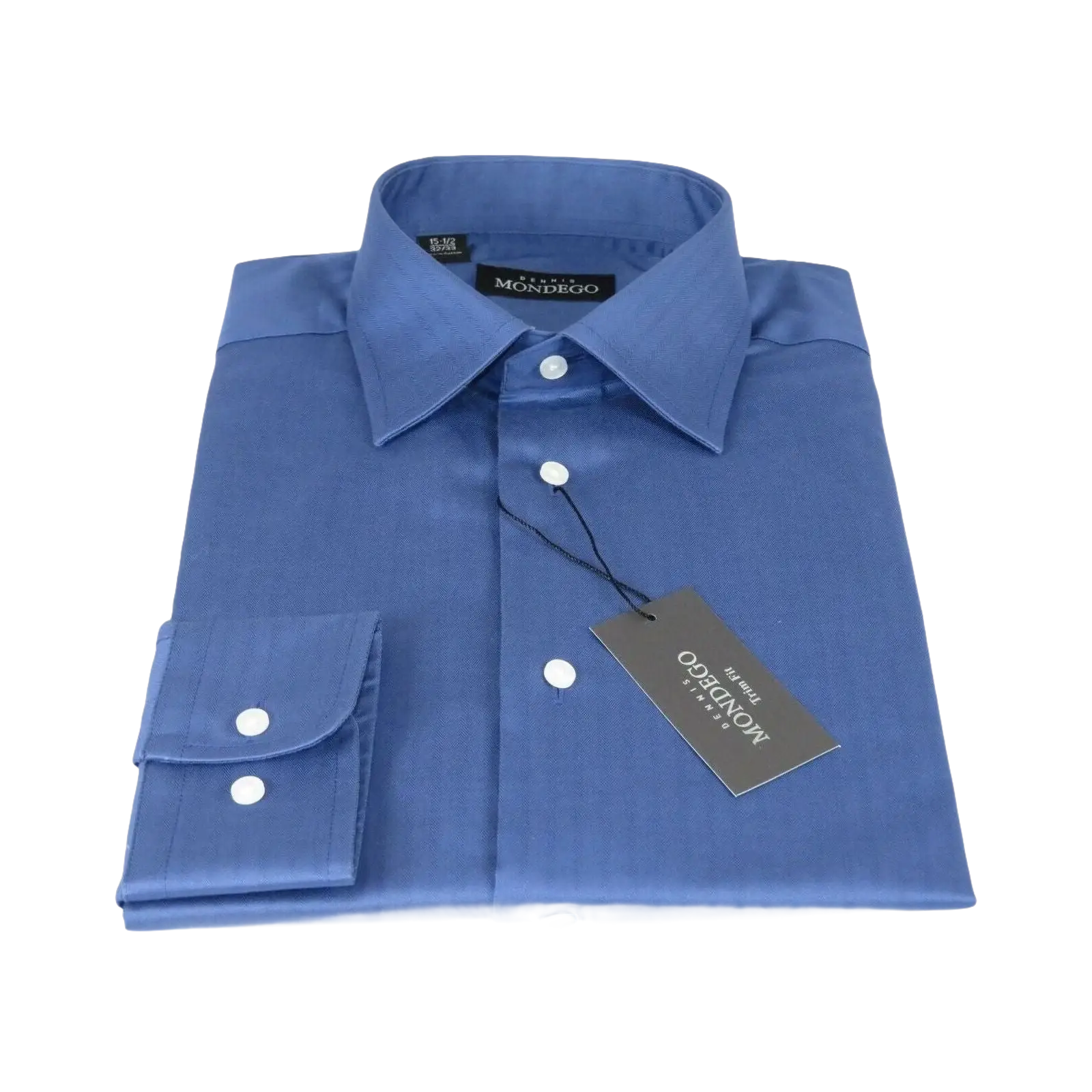 Men Mondego 100% Soft Cotton Dress Business shirt B300 French Blue Herringbone - J.Valintin Men's Wear Legend - 4109