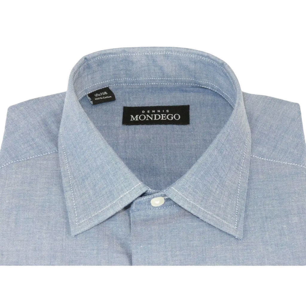 Men Mondego 100% Soft Cotton Dress Classic shirt Long Sleeves sn2200 Denim blue - J.Valintin Men's Wear Legend - 4352