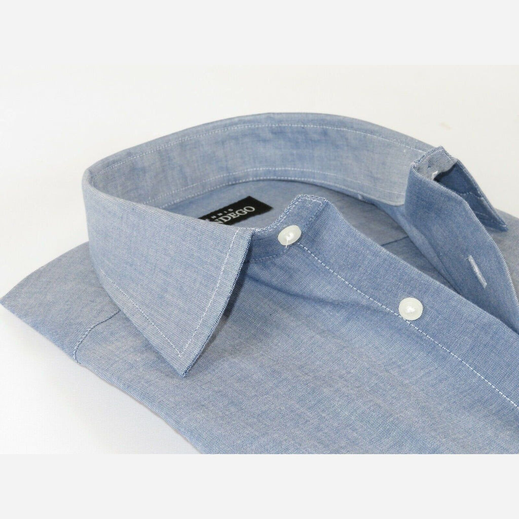 Men Mondego 100% Soft Cotton Dress Classic shirt Long Sleeves sn2200 Denim blue - J.Valintin Men's Wear Legend - 4352