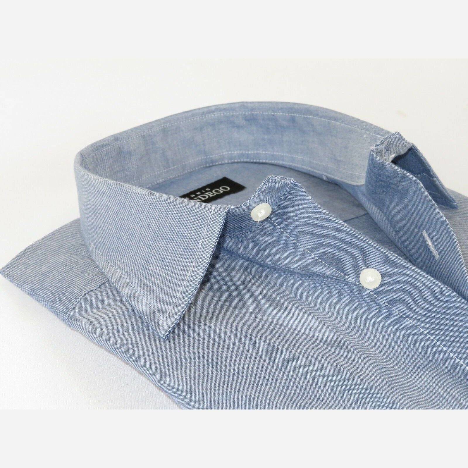 Men Mondego 100% Soft Cotton Dress Classic shirt Long Sleeves sn2200 Denim blue - J.Valintin Men's Wear Legend - 4352
