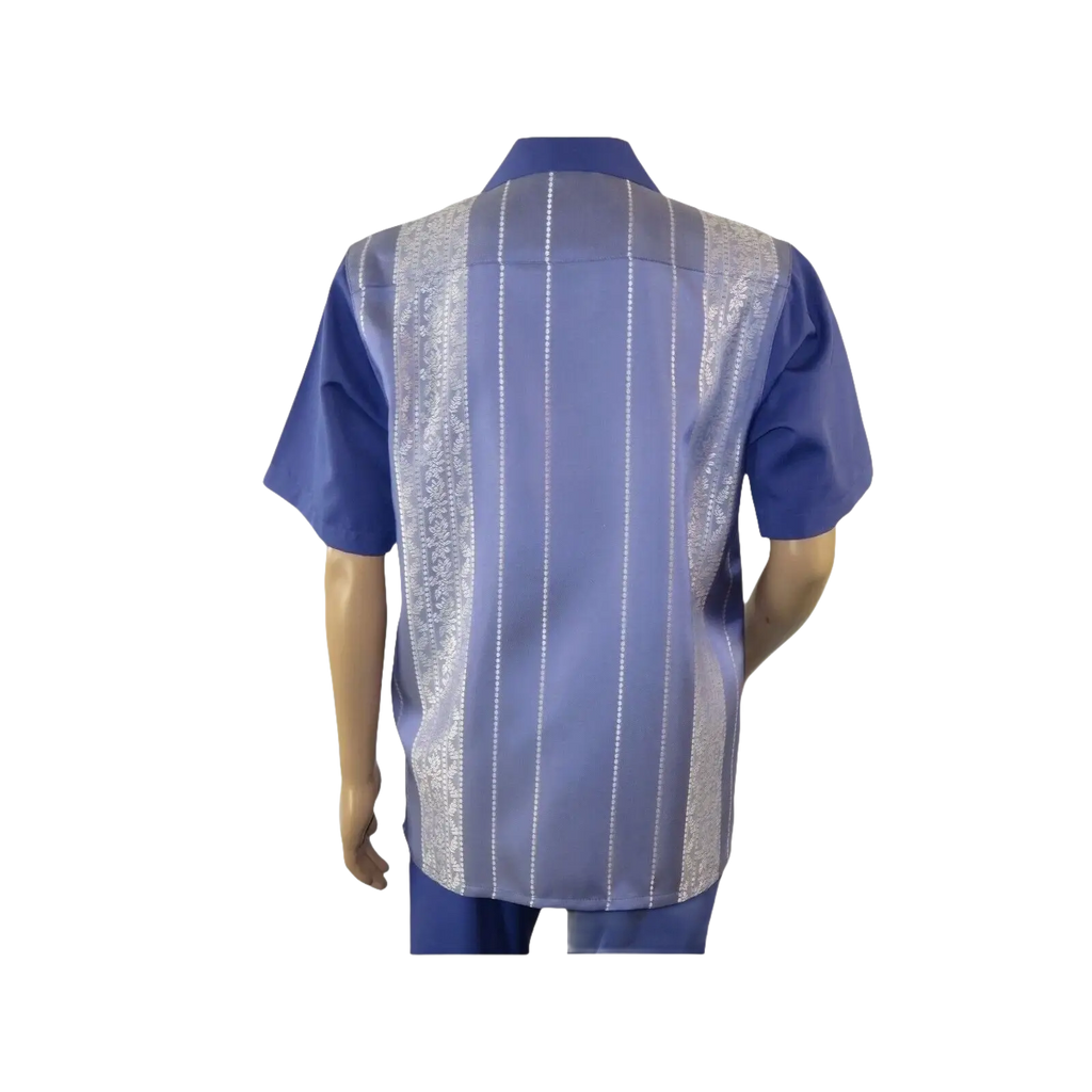 Men MONTIQUE 2pc Walking Leisure Suit Matching Set Short Sleeve 2227 Purple - J.Valintin Men's Wear Legend - 94765