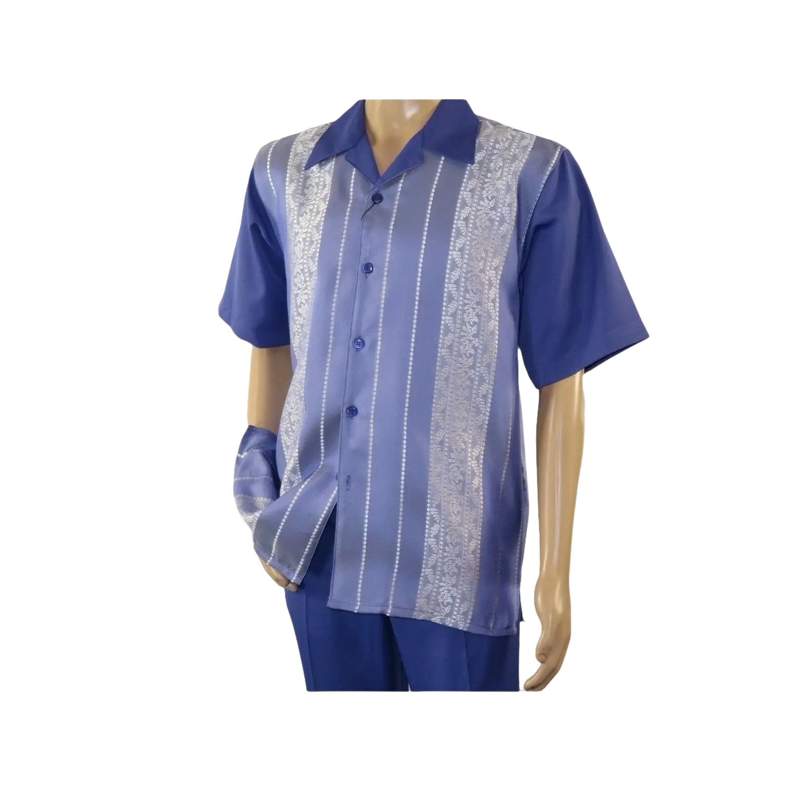 Men MONTIQUE 2pc Walking Leisure Suit Matching Set Short Sleeve 2227 Purple - J.Valintin Men's Wear Legend - 94765