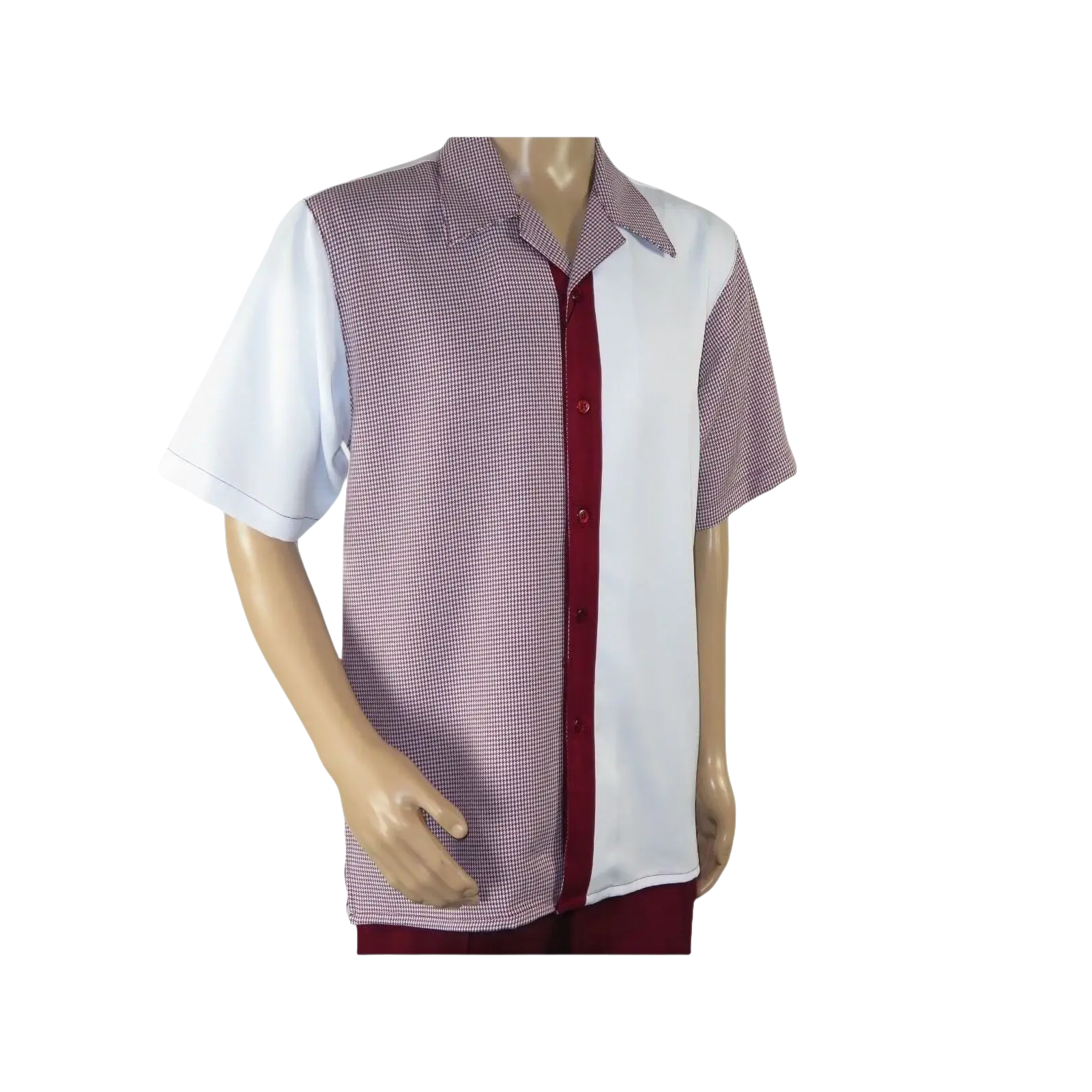 Men MONTIQUE 2pc Walking Leisure Suit Matching Set Short Sleeves 2211 Burgundy - J.Valintin Men's Wear Legend - 94730