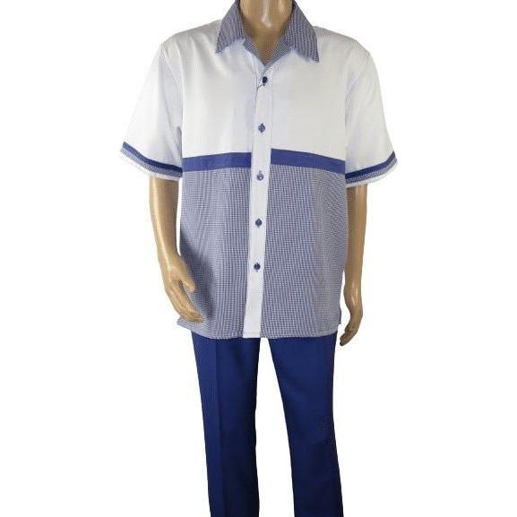 Men MONTIQUE 2pc Walking Leisure Suit Matching Set Short Sleeves 2212 Purple - J.Valintin Men's Wear Legend - 94702