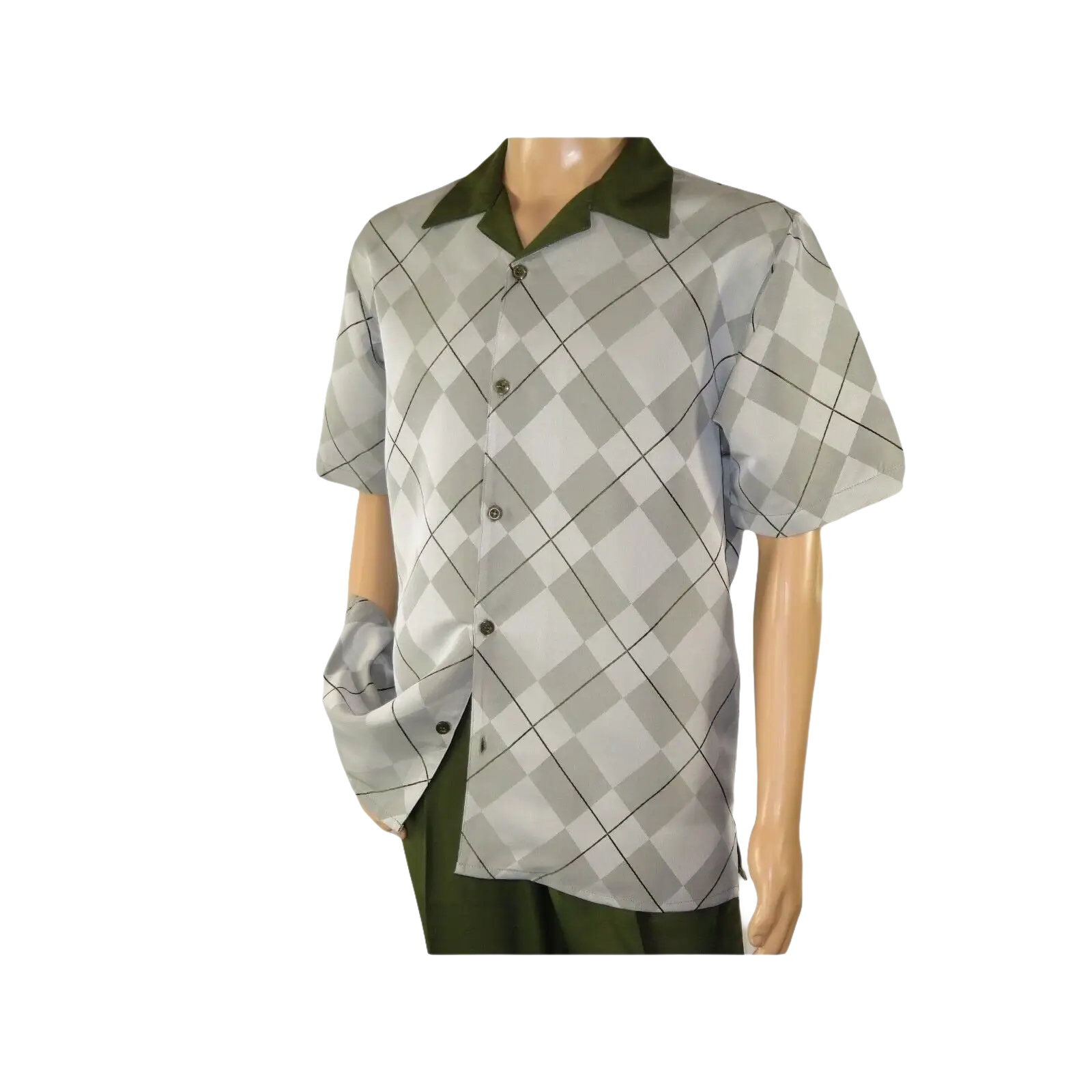 Men MONTIQUE 2pc Walking Leisure Suit Matching Set Short Sleeves 2216 green - J.Valintin Men's Wear Legend - 94737