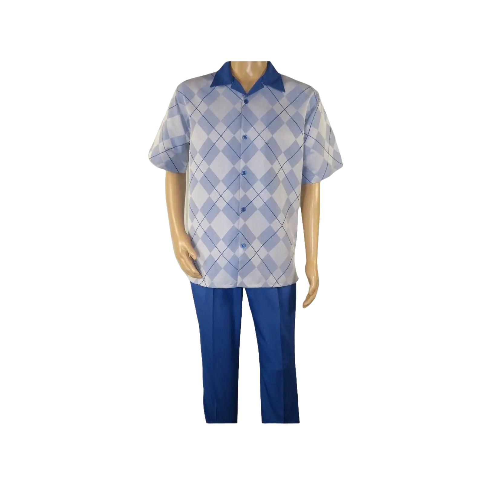 Men MONTIQUE 2pc Walking Leisure Suit Matching Set Short Sleeves 2216 Royal blue - J.Valintin Men's Wear Legend - 95746