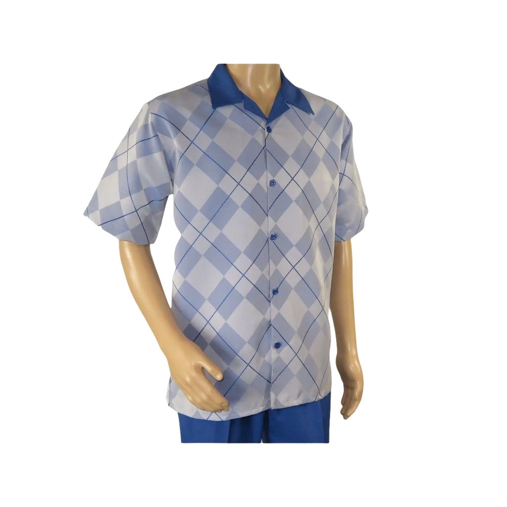 Men MONTIQUE 2pc Walking Leisure Suit Matching Set Short Sleeves 2216 Royal blue - J.Valintin Men's Wear Legend - 95746