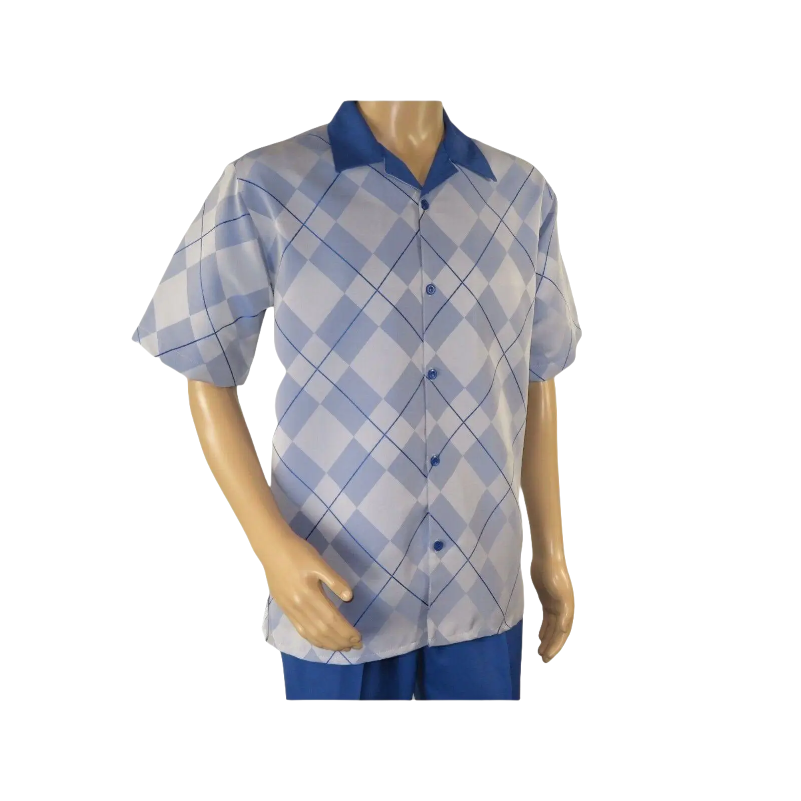 Men MONTIQUE 2pc Walking Leisure Suit Matching Set Short Sleeves 2216 Royal blue - J.Valintin Men's Wear Legend - 95746