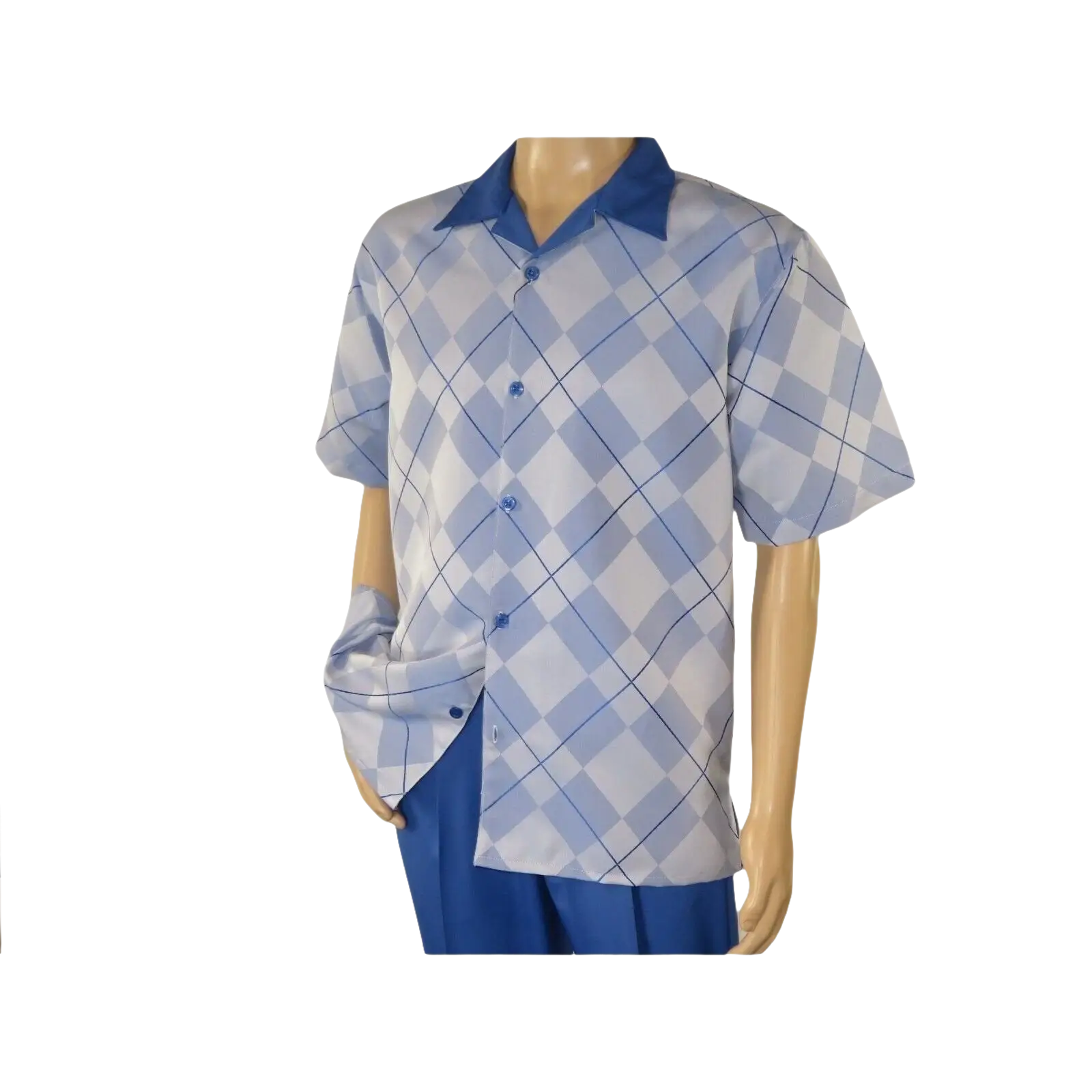 Men MONTIQUE 2pc Walking Leisure Suit Matching Set Short Sleeves 2216 Royal blue - J.Valintin Men's Wear Legend - 95746