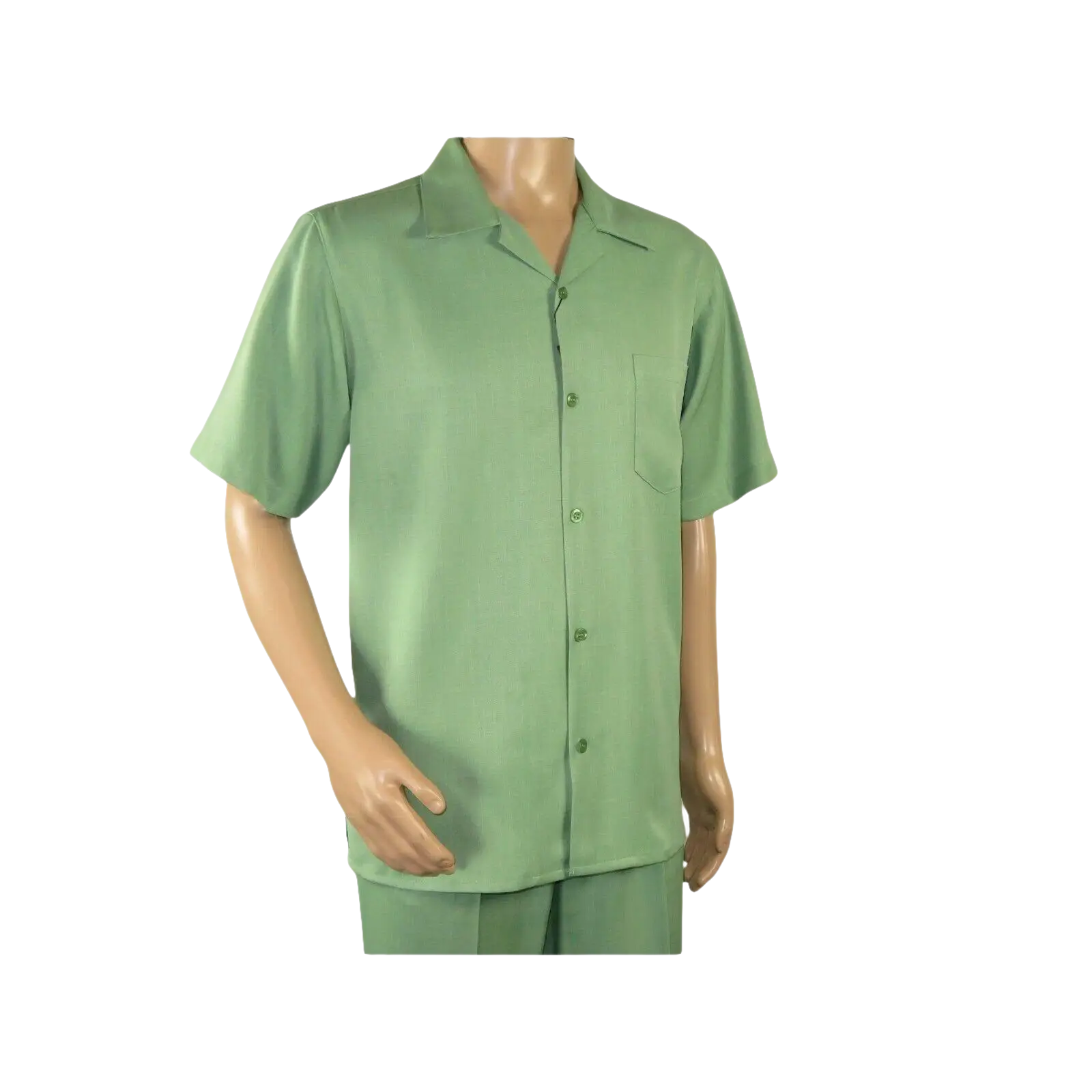 Men MONTIQUE 2pc Walking Leisure Suit Matching Set Short Sleeves 696 Apple Green - J.Valintin Men's Wear Legend - 95753