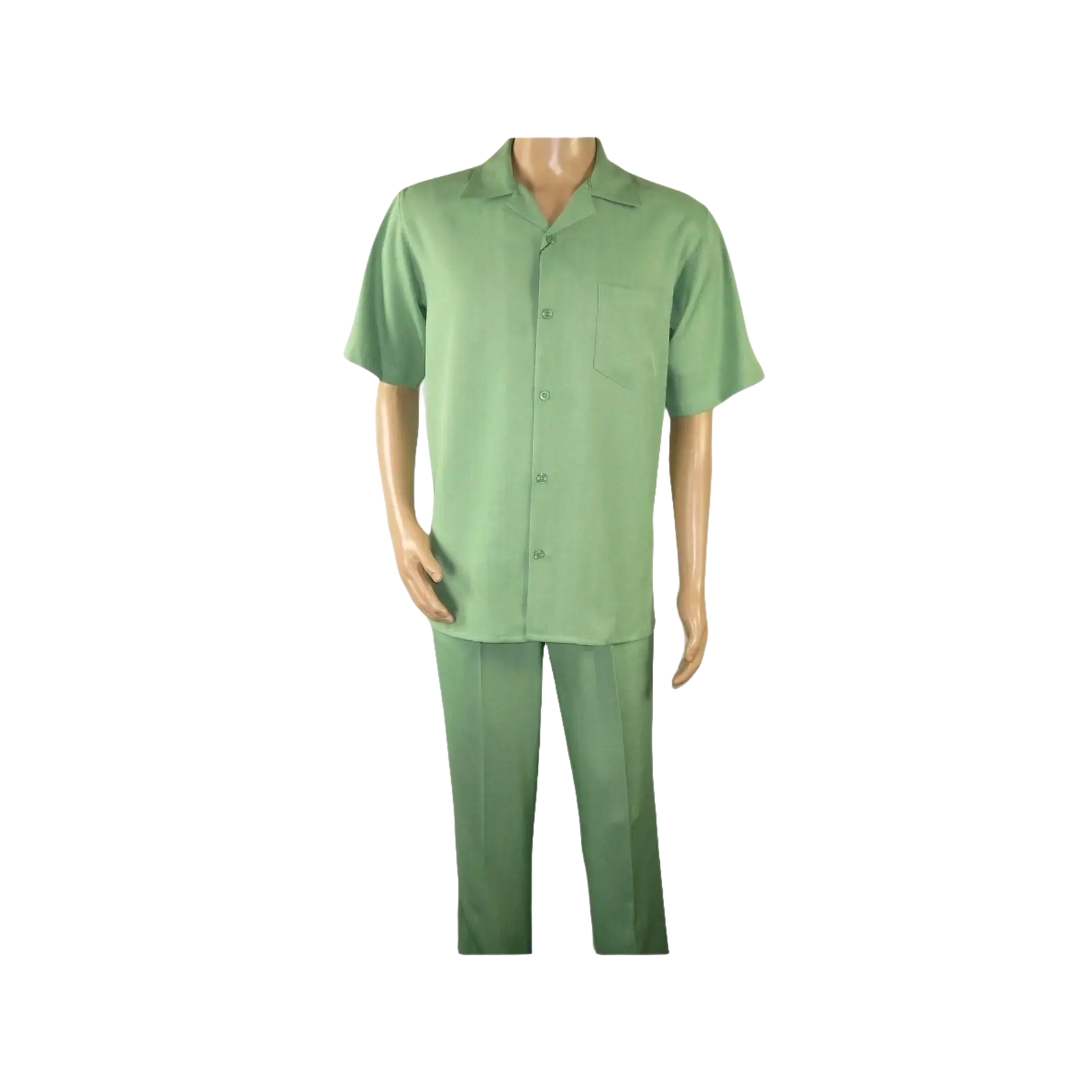 Men MONTIQUE 2pc Walking Leisure Suit Matching Set Short Sleeves 696 Apple Green - J.Valintin Men's Wear Legend - 95753