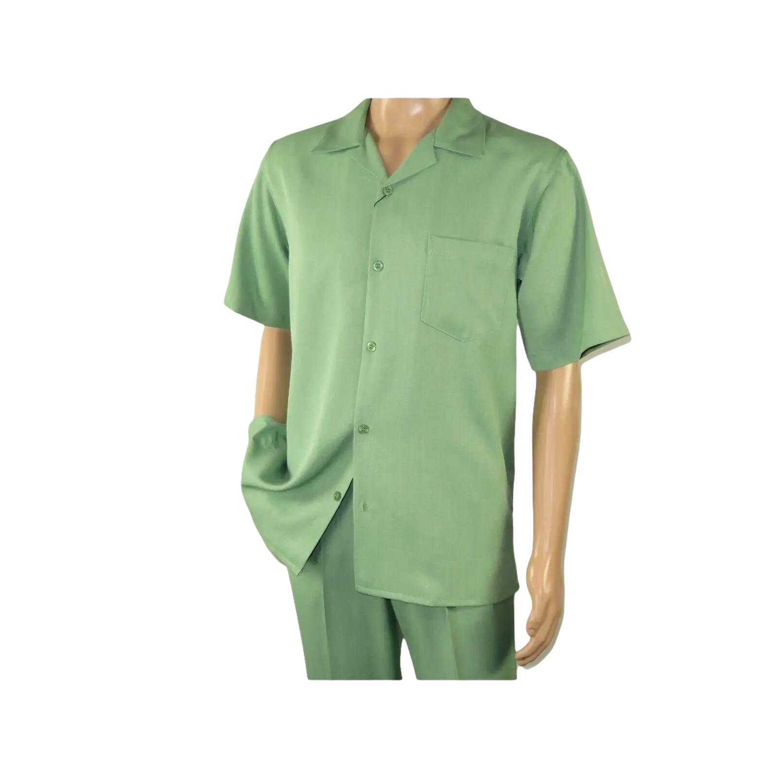 Men MONTIQUE 2pc Walking Leisure Suit Matching Set Short Sleeves 696 Apple Green - J.Valintin Men's Wear Legend - 95753