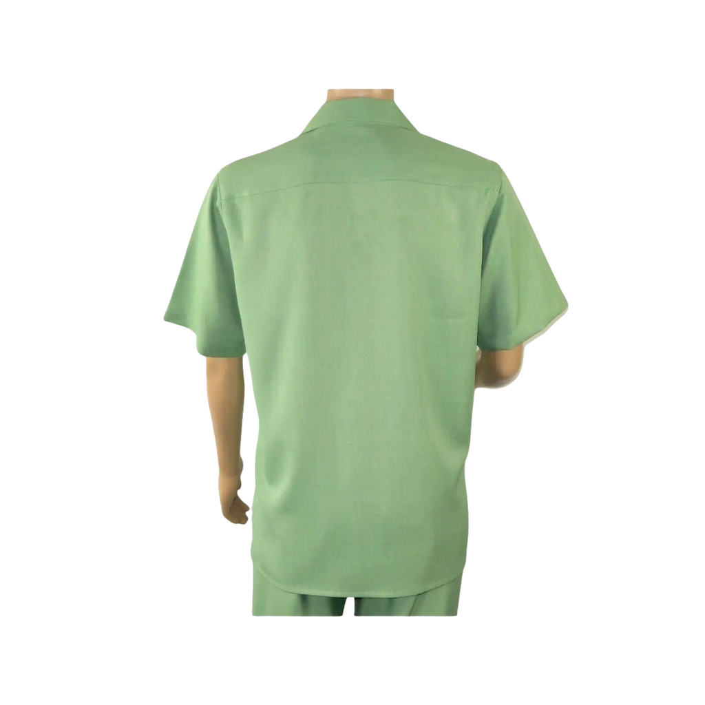 Men MONTIQUE 2pc Walking Leisure Suit Matching Set Short Sleeves 696 Apple Green - J.Valintin Men's Wear Legend - 95753