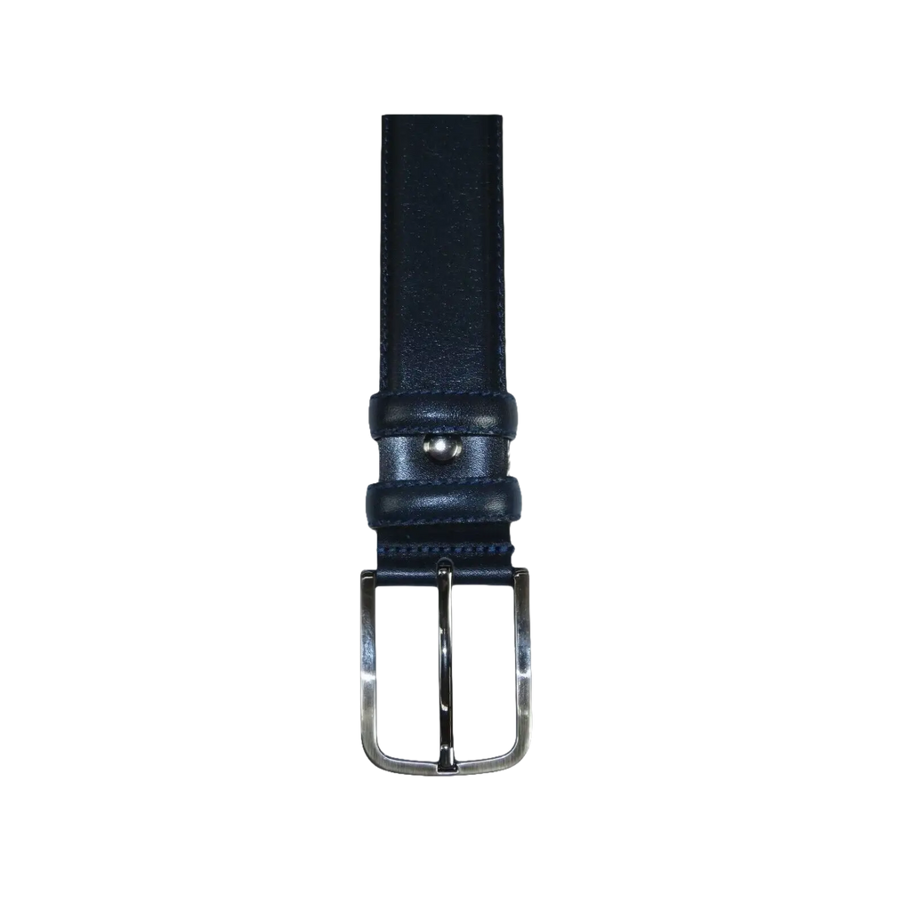 Men Navy Blue Genuine Leather Belt PIERO ROSSI Turkey Soft Full Grain #Navy - B - J.Valintin Men's Wear Legend - 97236