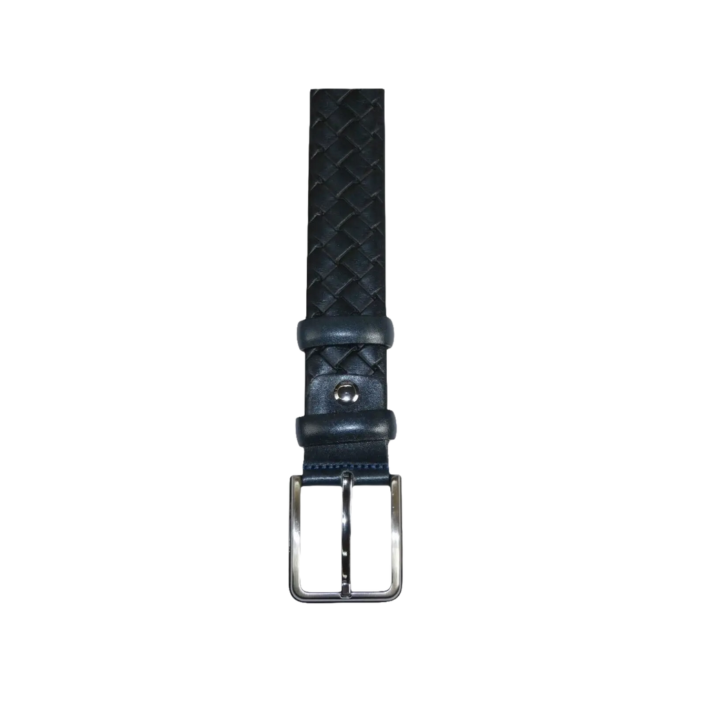 Men Navy Genuine Leather Belt PIERO ROSSI Turkey Soft Full Grain #Navy Woven - J.Valintin Men's Wear Legend - 97329