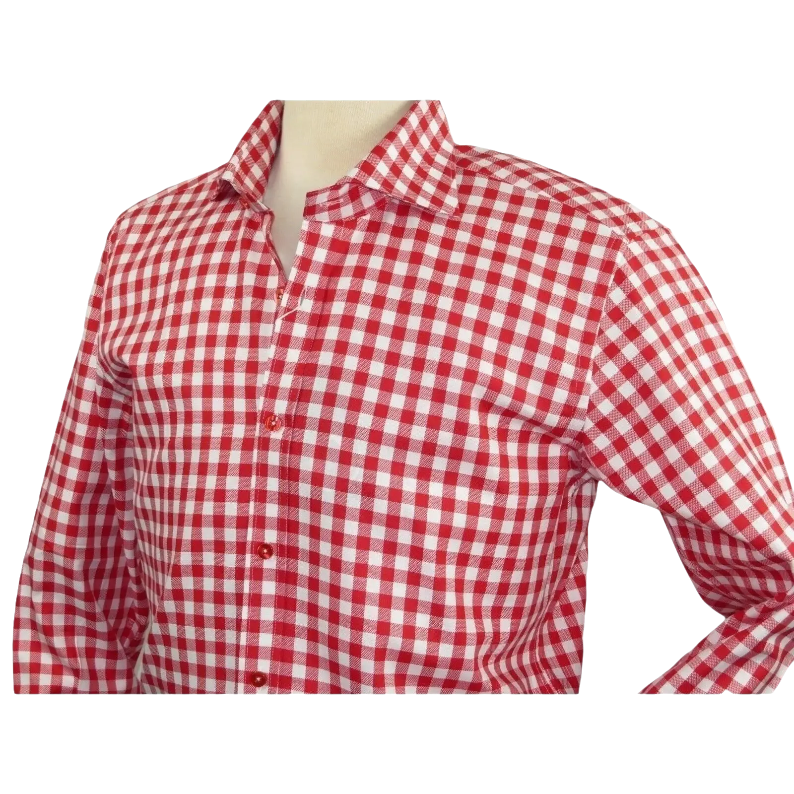 Men Oscar Banks All Cotton Shirt English Spread Collar Plaid Checker 5949 Red - J.Valintin Men's Wear Legend - 74234