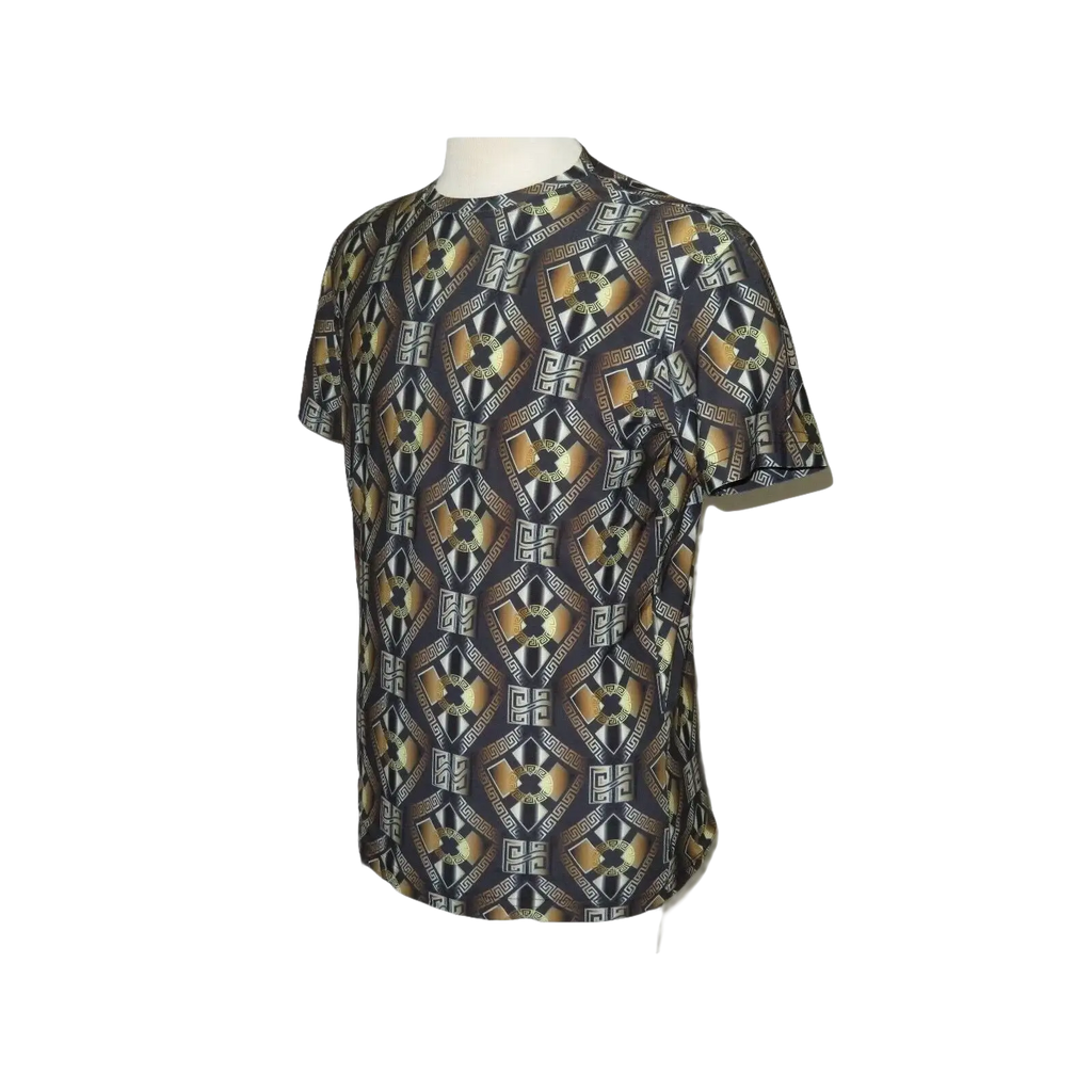 Men Oscar Banks Turkey Party T - Shirt Satin European 1168 - 07 Black Gold Fancy - J.Valintin Men's Wear Legend - 72580
