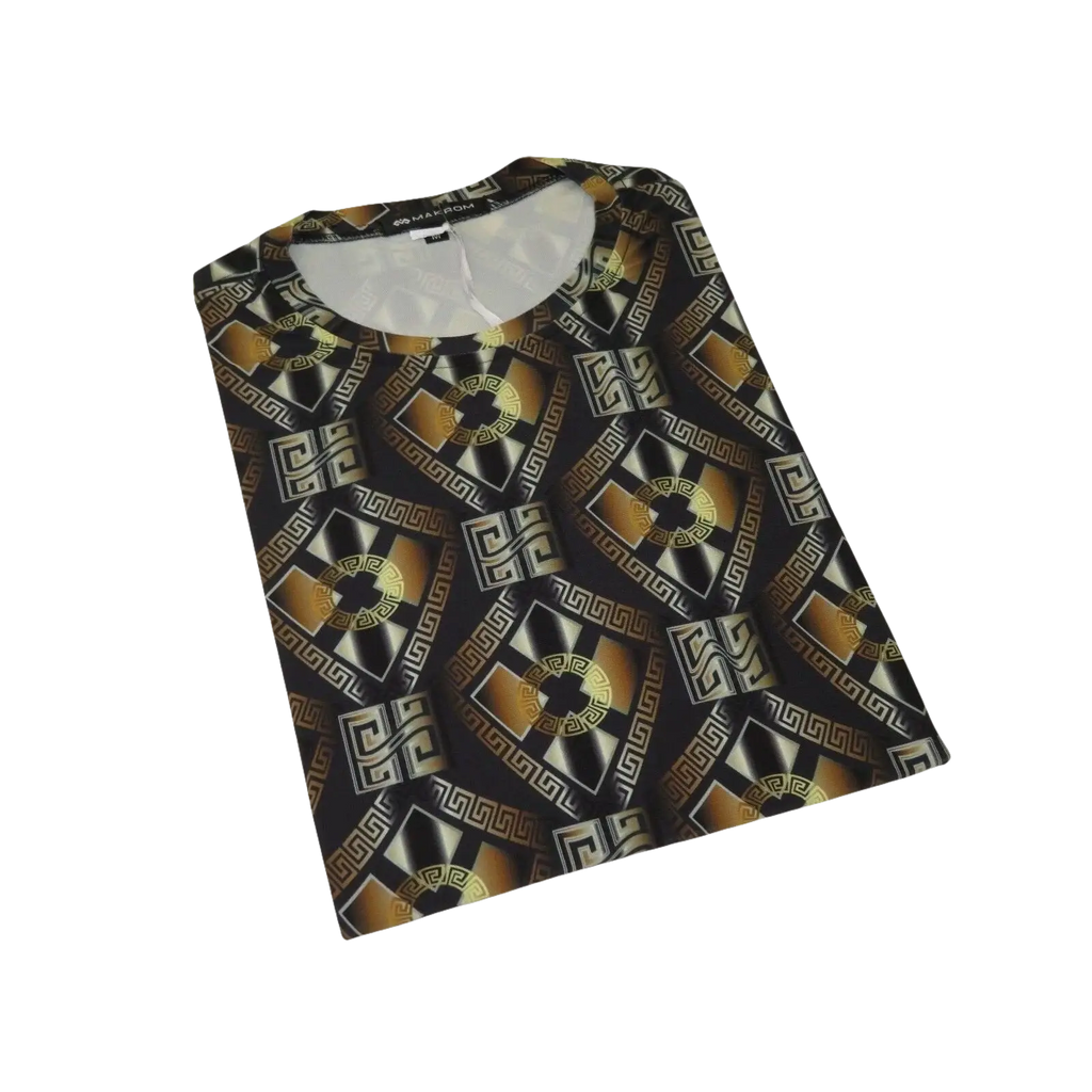 Men Oscar Banks Turkey Party T - Shirt Satin European 1168 - 07 Black Gold Fancy - J.Valintin Men's Wear Legend - 72580