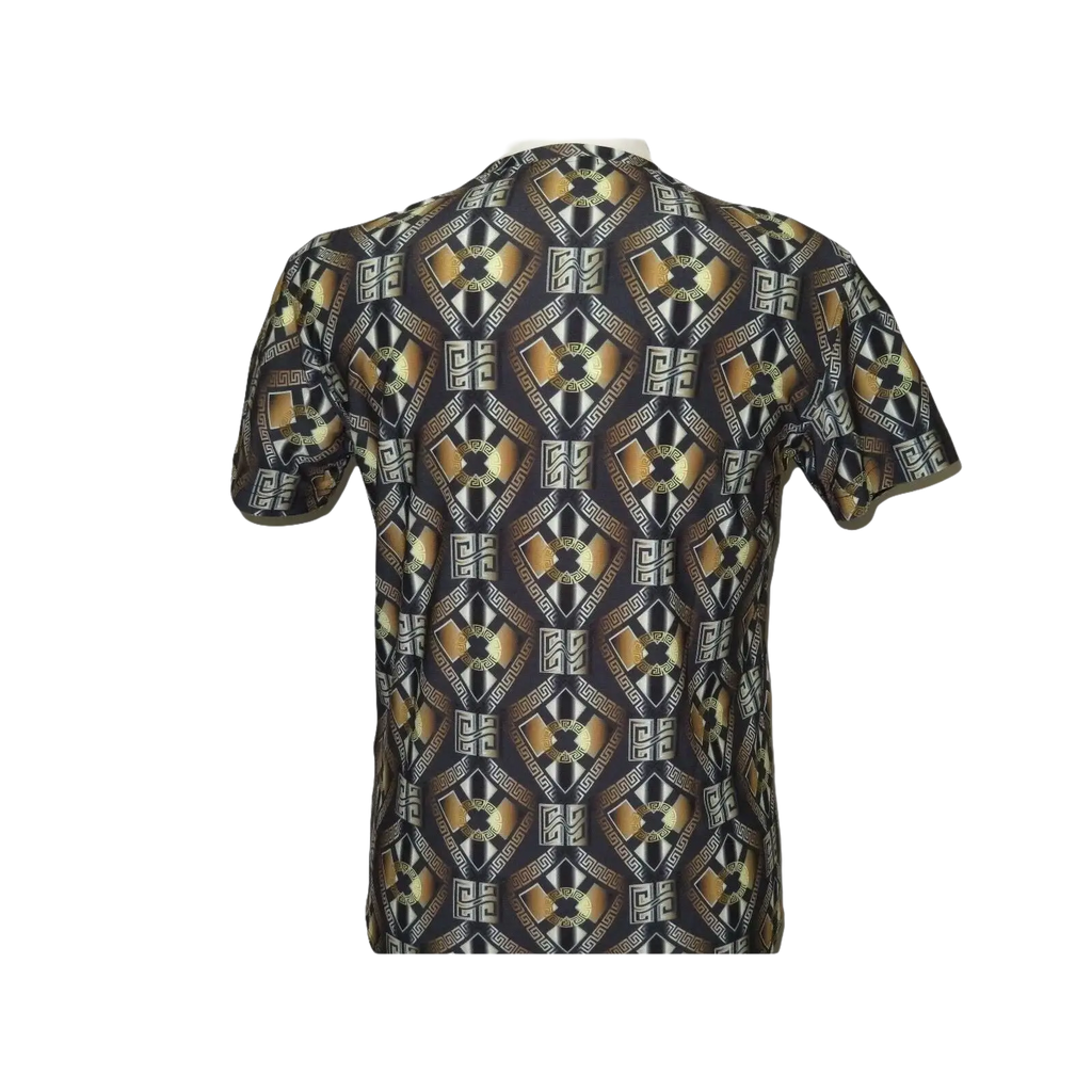 Men Oscar Banks Turkey Party T - Shirt Satin European 1168 - 07 Black Gold Fancy - J.Valintin Men's Wear Legend - 72580