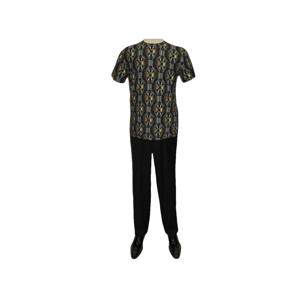 Men Oscar Banks Turkey Party T - Shirt Satin European 1168 - 07 Black Gold Fancy - J.Valintin Men's Wear Legend - 72580