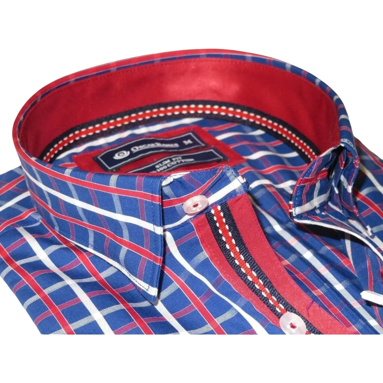 Men Oscar Banks Turkey Shirt All Egyptian Cotton Wrinkle less 5844 - 08 navy red - J.Valintin Men's Wear Legend - 72317