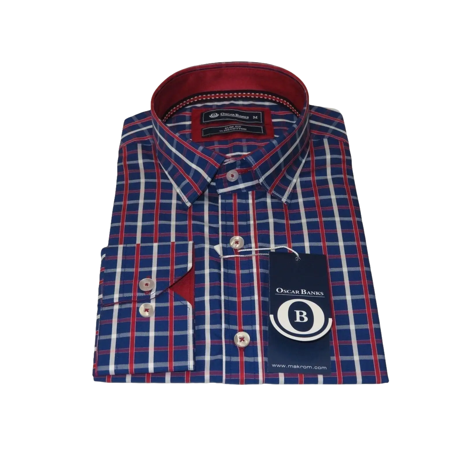 Men Oscar Banks Turkey Shirt All Egyptian Cotton Wrinkle less 5844 - 08 navy red - J.Valintin Men's Wear Legend - 72317