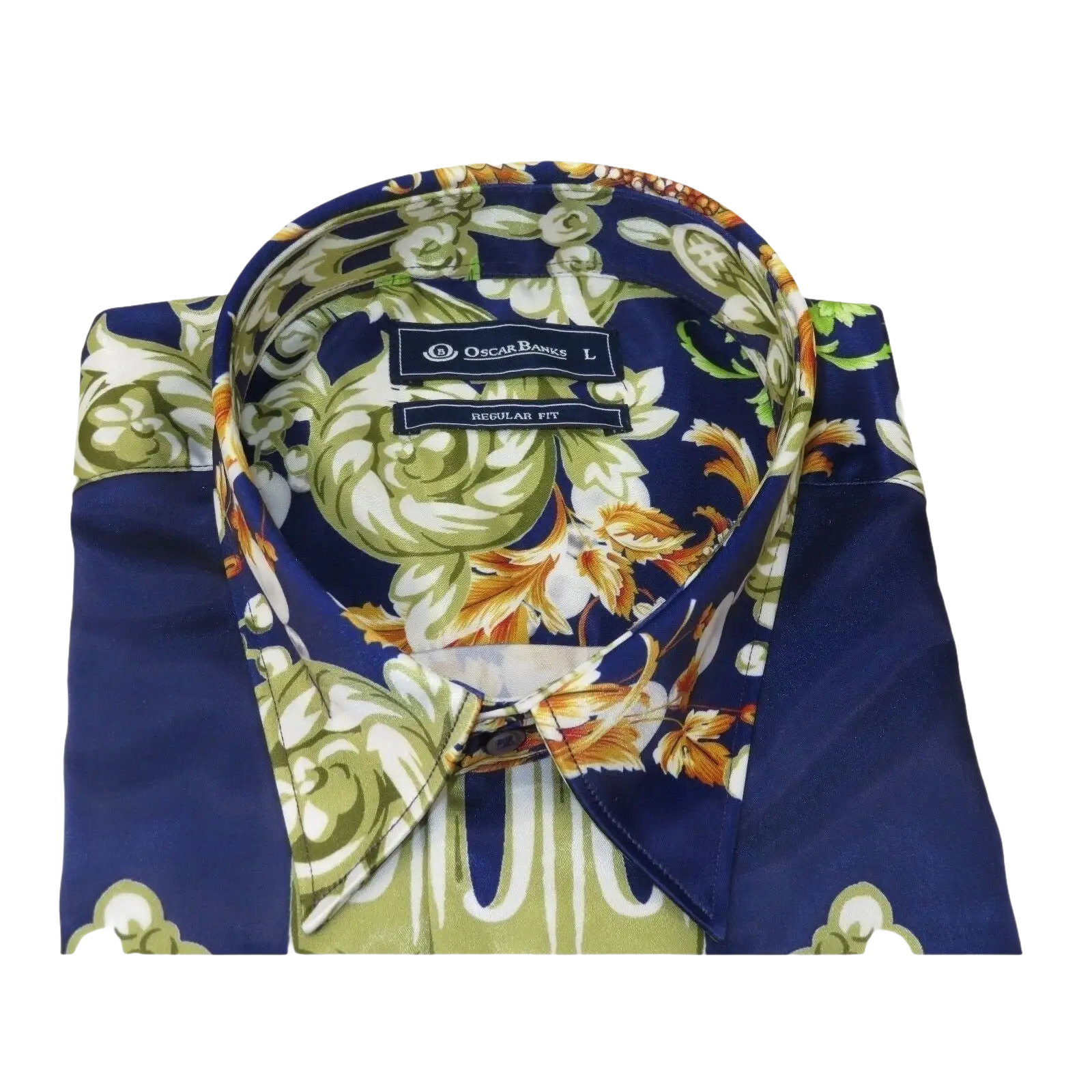 Men Oscar Banks Turkey Shirt Satin Entertainer Performer 6335 - 04 navy Floral - J.Valintin Men's Wear Legend - 72358