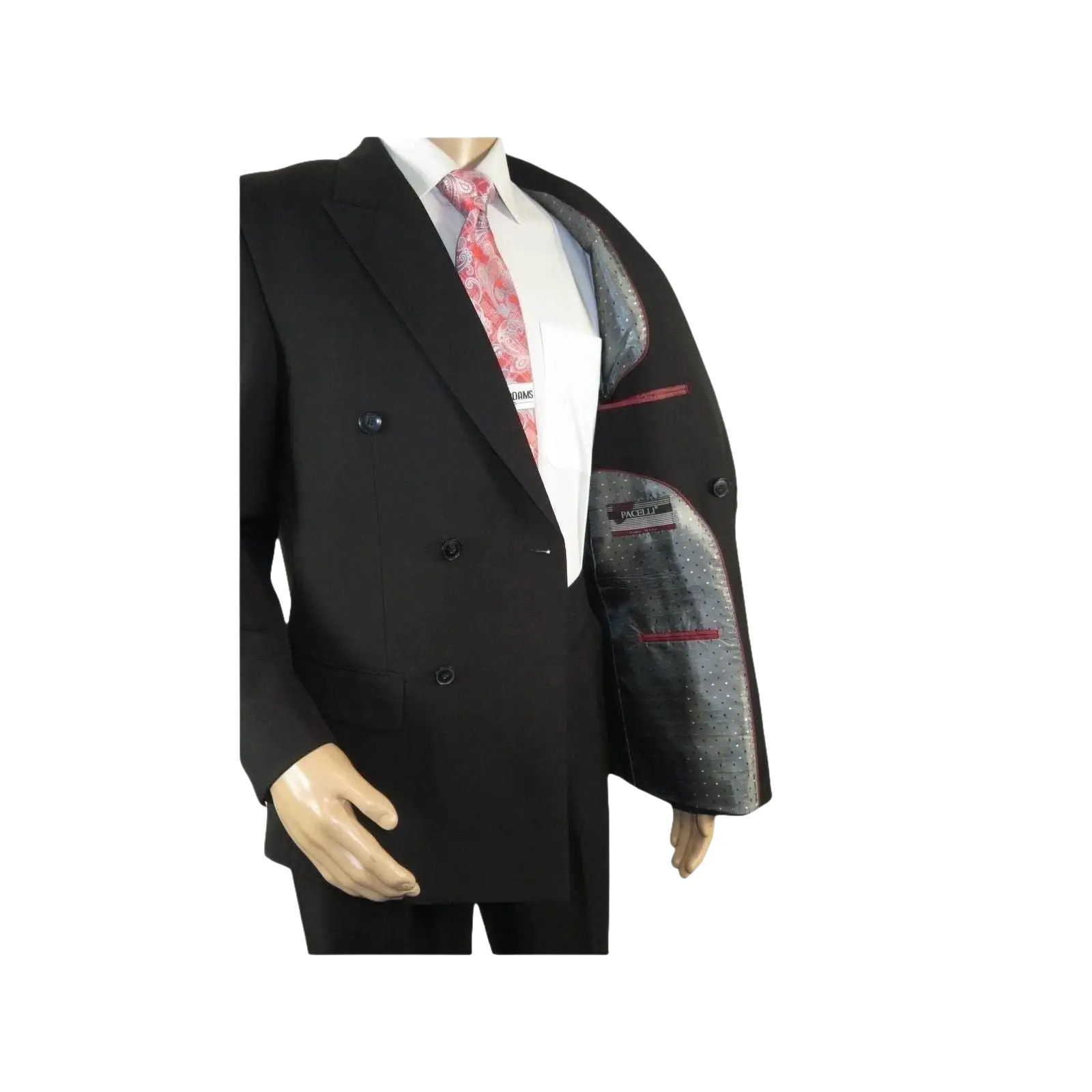 Men Pacelli Double Breasted Suit Classic Peak Lapel Pleated pants GILBERT Black - J.Valintin Men's Wear Legend - 98333