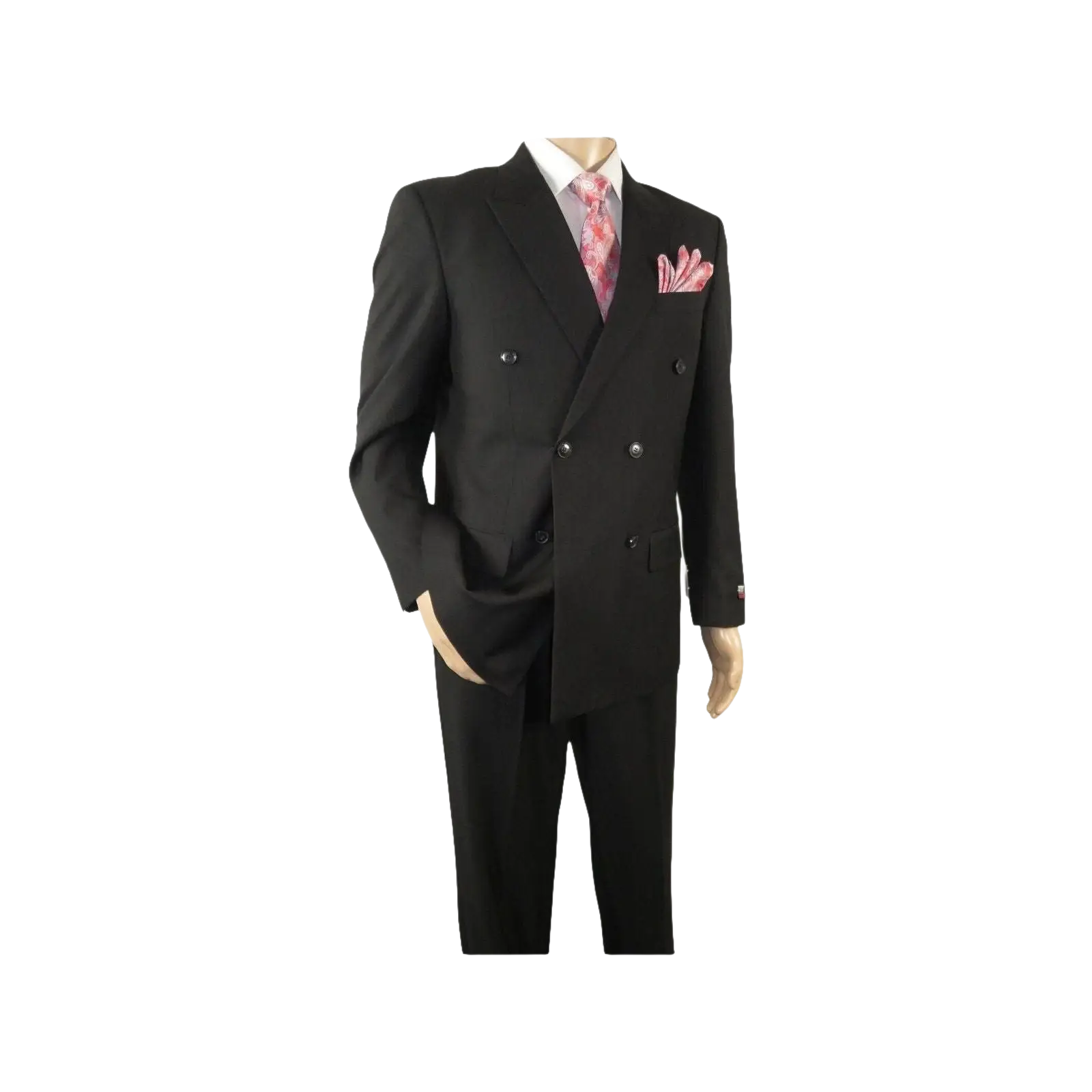Men Pacelli Double Breasted Suit Classic Peak Lapel Pleated pants GILBERT Black - J.Valintin Men's Wear Legend - 98333